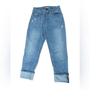 Rewash Light Wash High Rise Cuffed Straight Leg Jeans